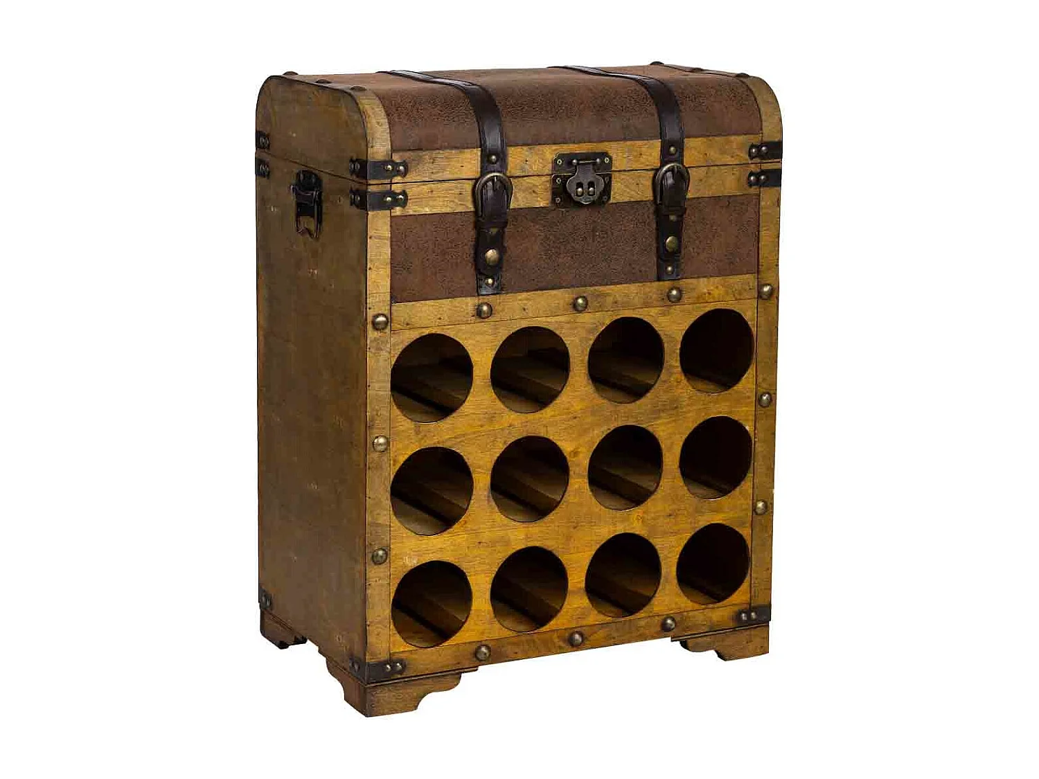 Weinregal-Truhe aus Holz braun, 45x28x59H cm