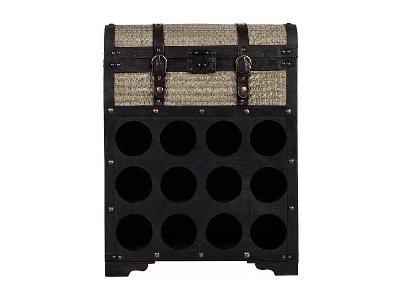 Weinregal in brauner Holztruhe, 45 x 28 x 59 cm