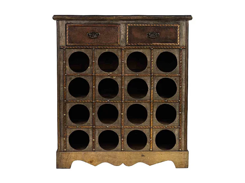 Weinregal-Truhe aus Holz braun, 63x31x69,5H cm