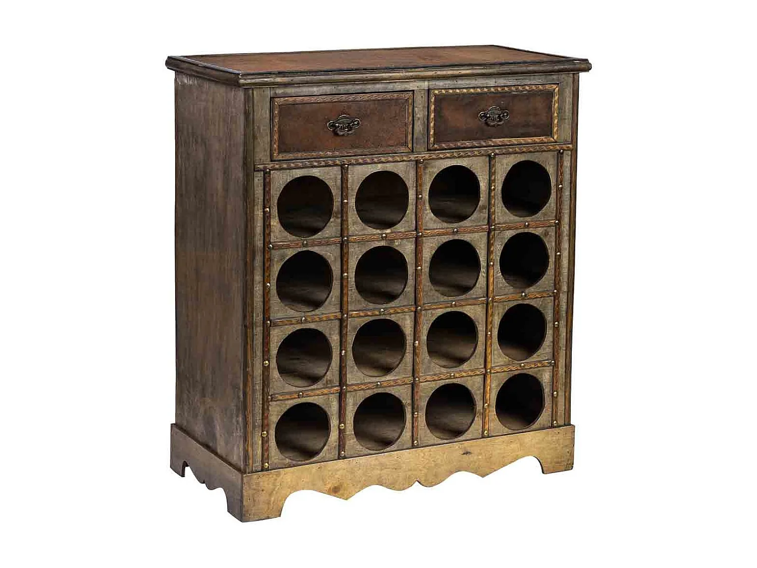 Weinregal-Truhe aus Holz braun, 63x31x69,5H cm