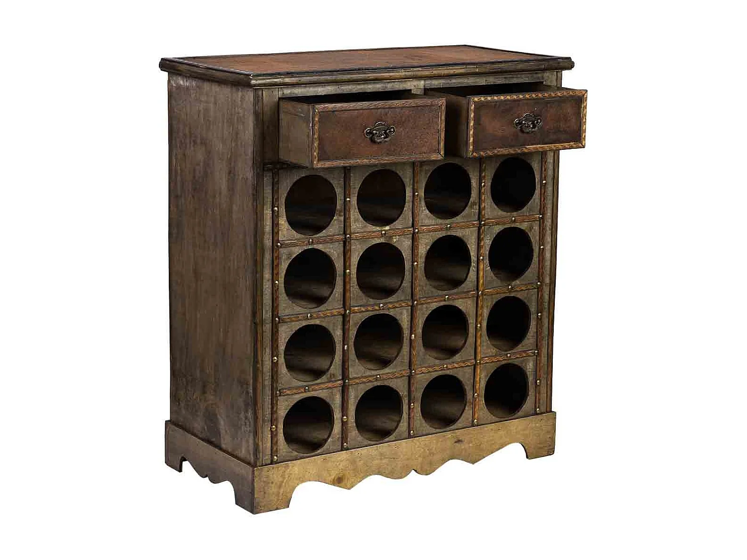 Weinregal-Truhe aus Holz braun, 63x31x69,5H cm