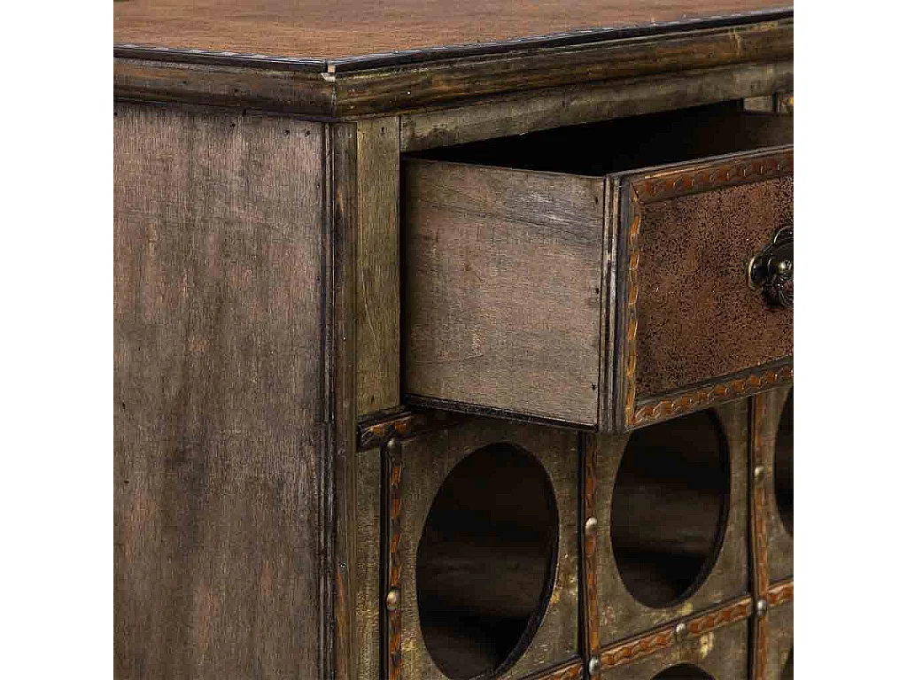 Weinregal-Truhe aus Holz braun, 63x31x69,5H cm