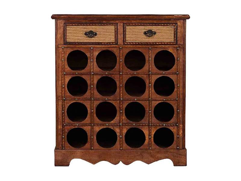 Baul porta bottiglie in legno marrone 63x31x69,5h cm