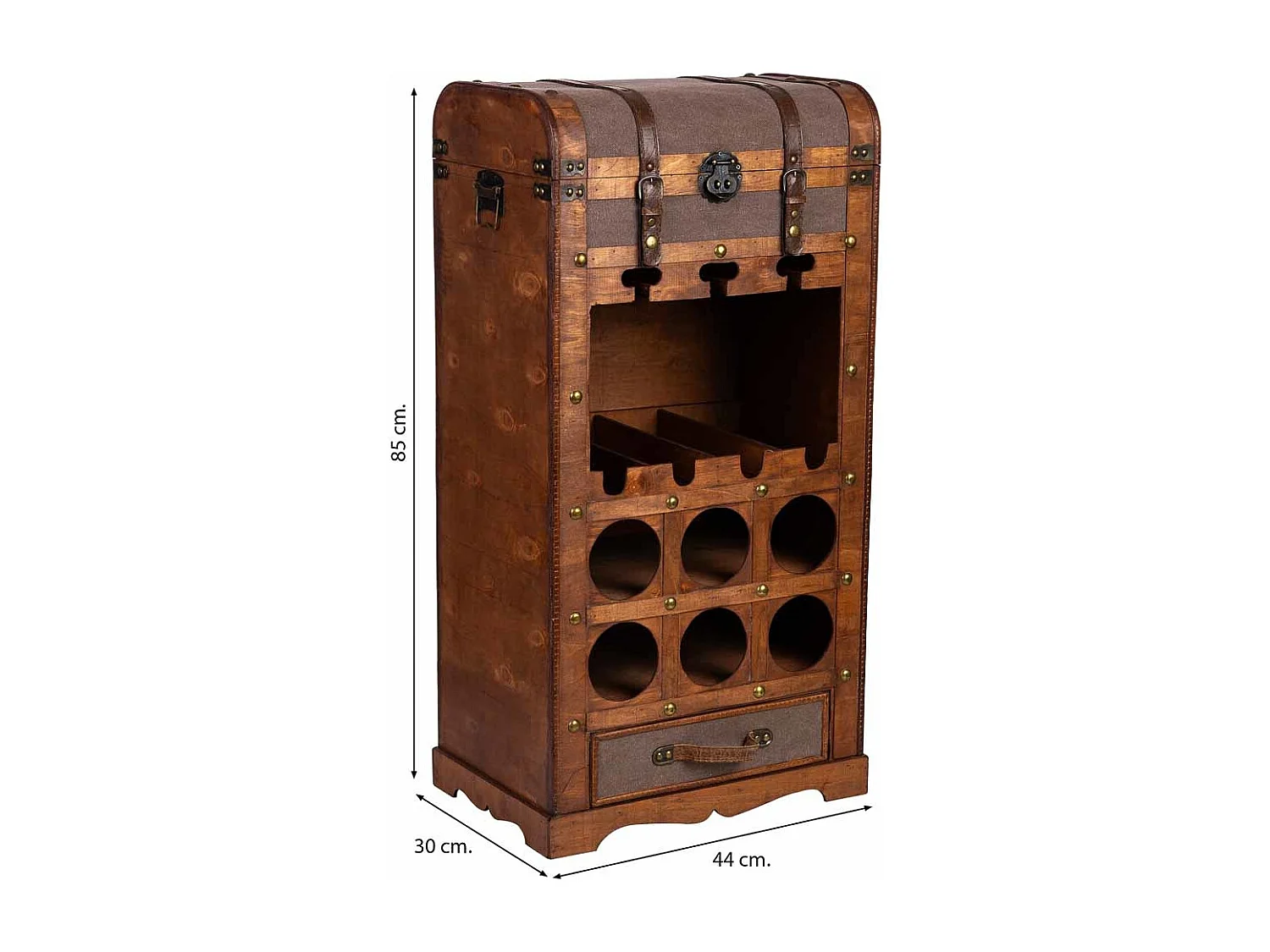 Weinregal-Truhe aus Holz, 44x30x85h cm