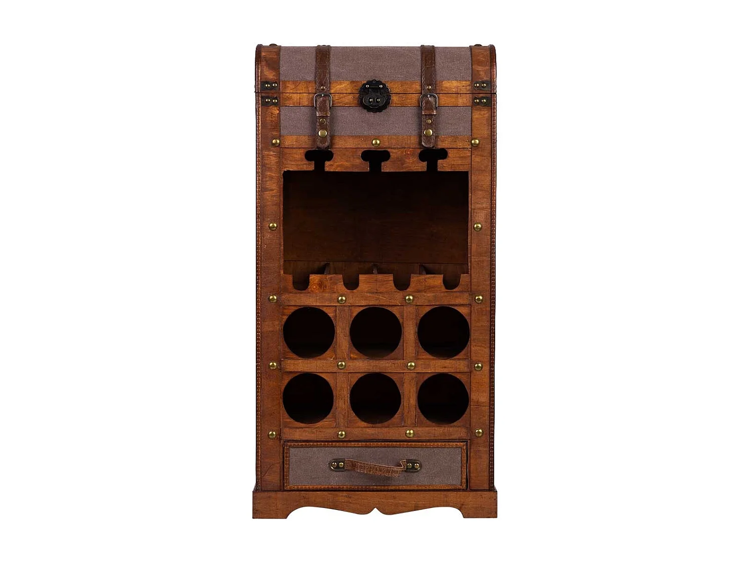 Weinregal-Truhe aus Holz, 44x30x85h cm