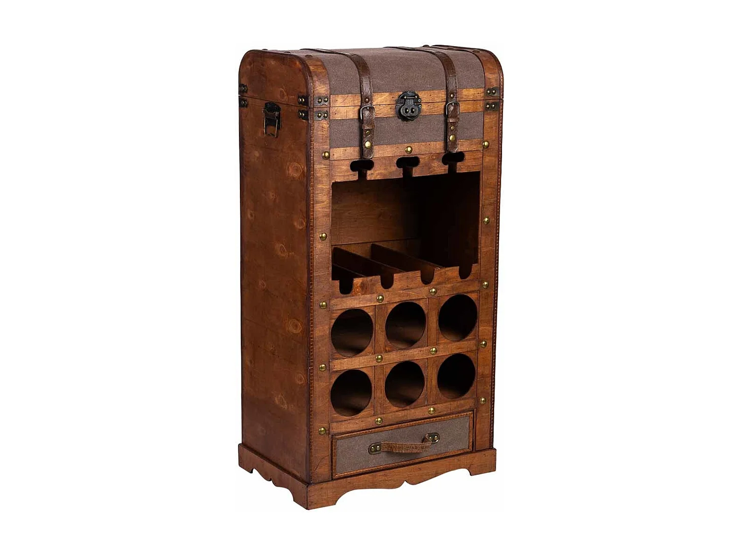 Weinregal-Truhe aus Holz, 44x30x85h cm