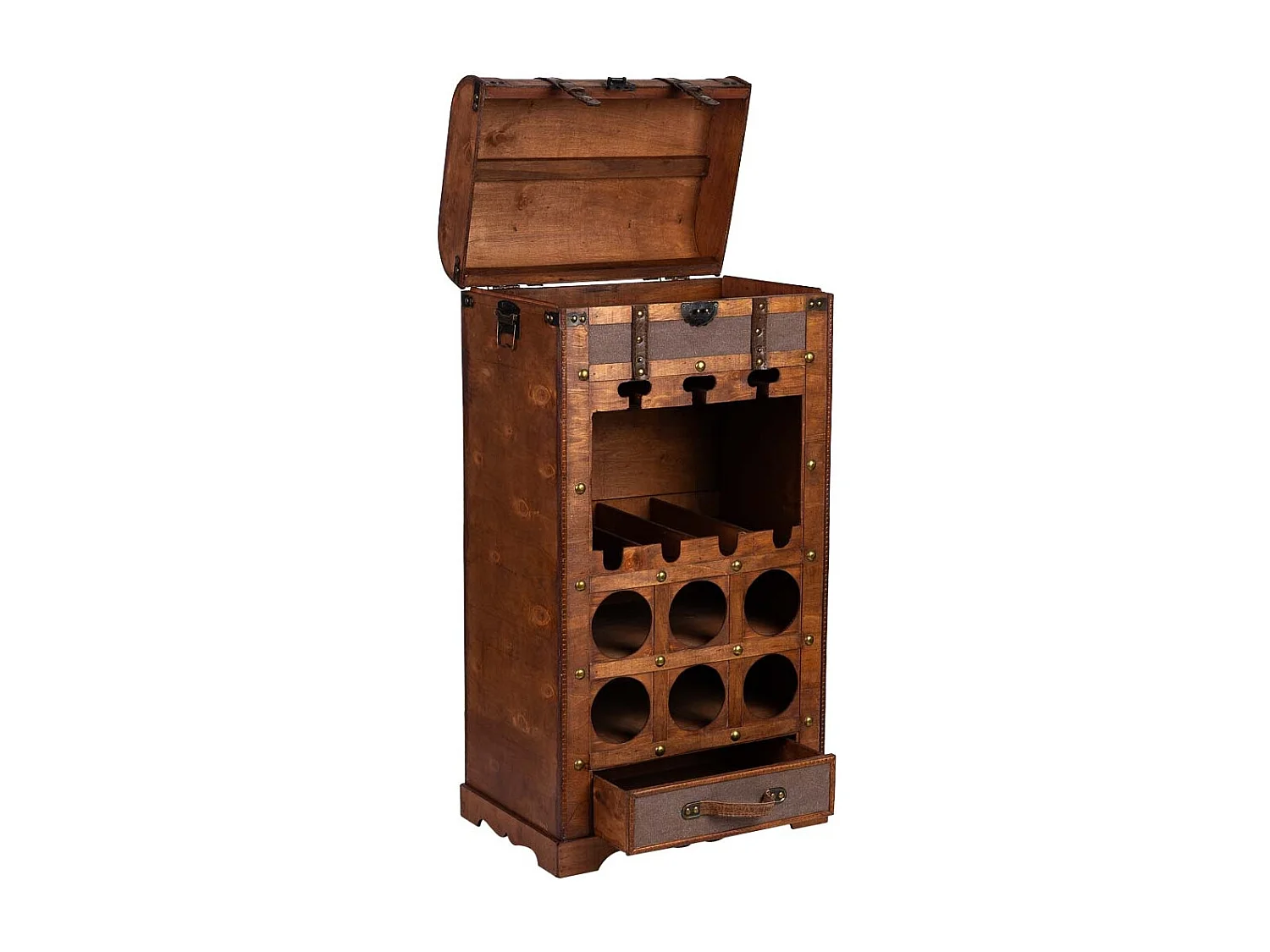 Weinregal-Truhe aus Holz, 44x30x85h cm