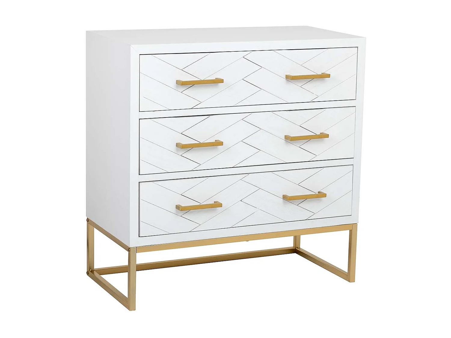 Cómoda 3 gavetas madeira e metal 80x39,5x81h cm