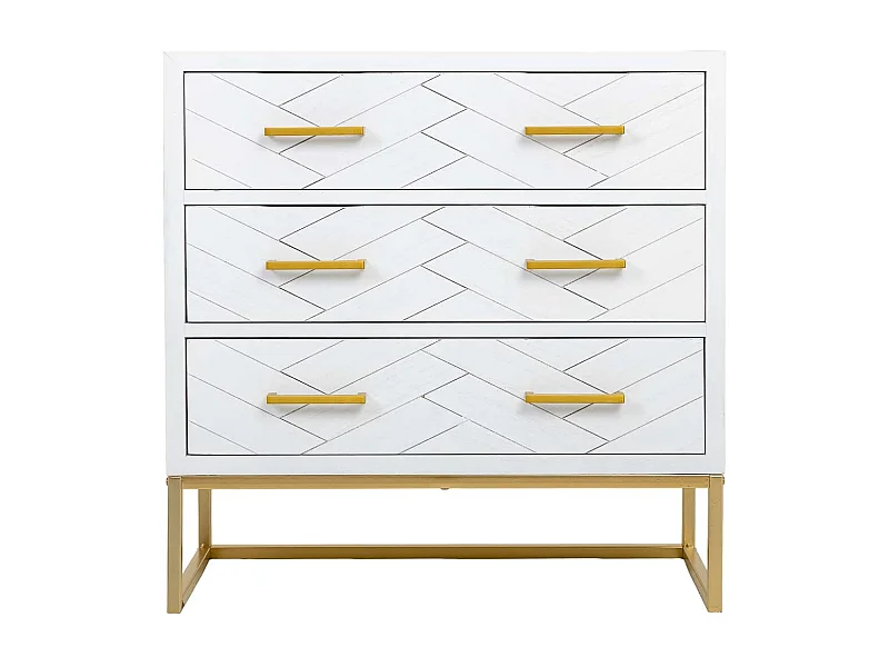 Cómoda de 3 cajones madera y metal 80x39,5x81h cm