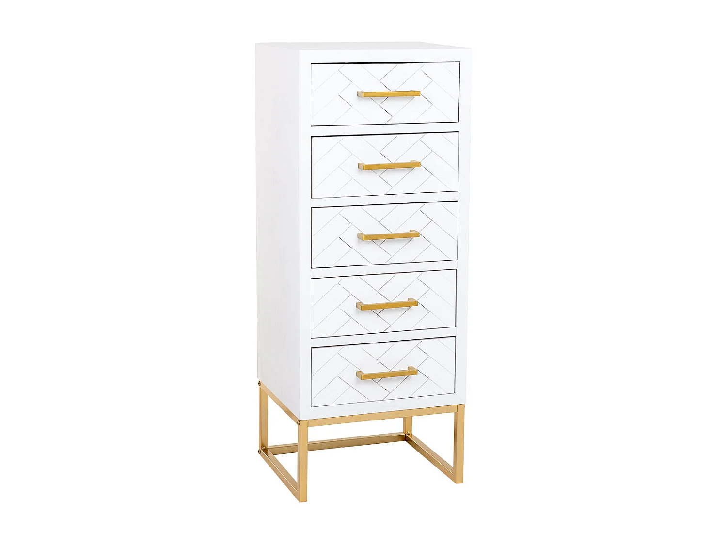 Cómoda com 4 gavetas, madeira e metal, 42x36,5x105h cm