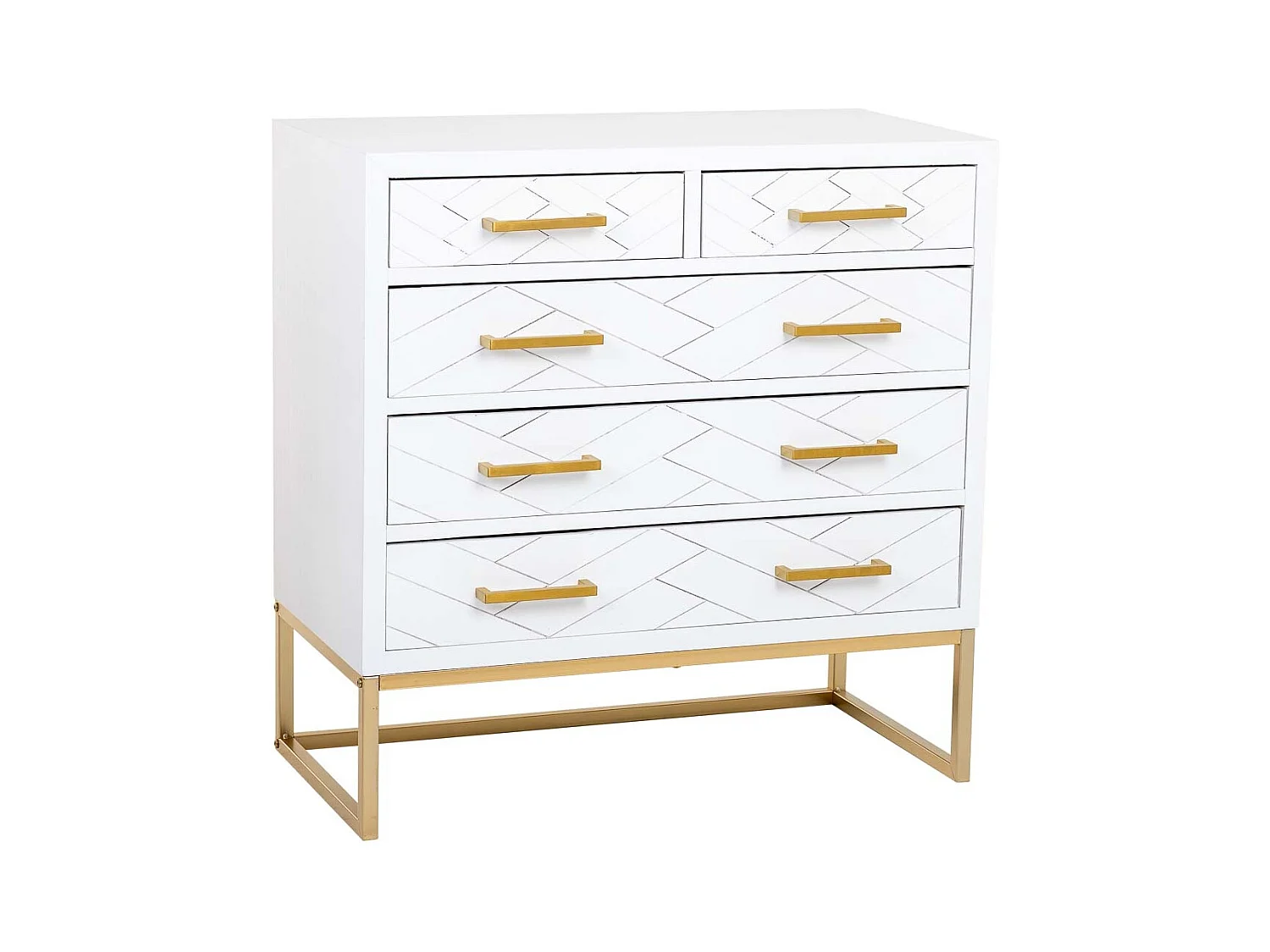 Cómoda de 4 cajones madera y metal 80x39.5x81h cm