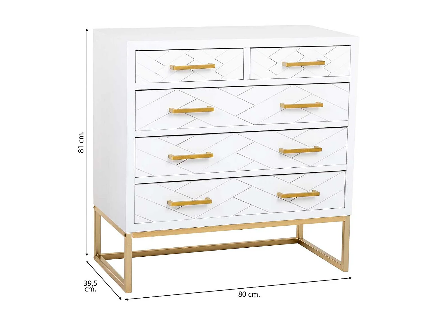 Cassettiera 4 cassetti legno e metallo 80x39,5x81h cm