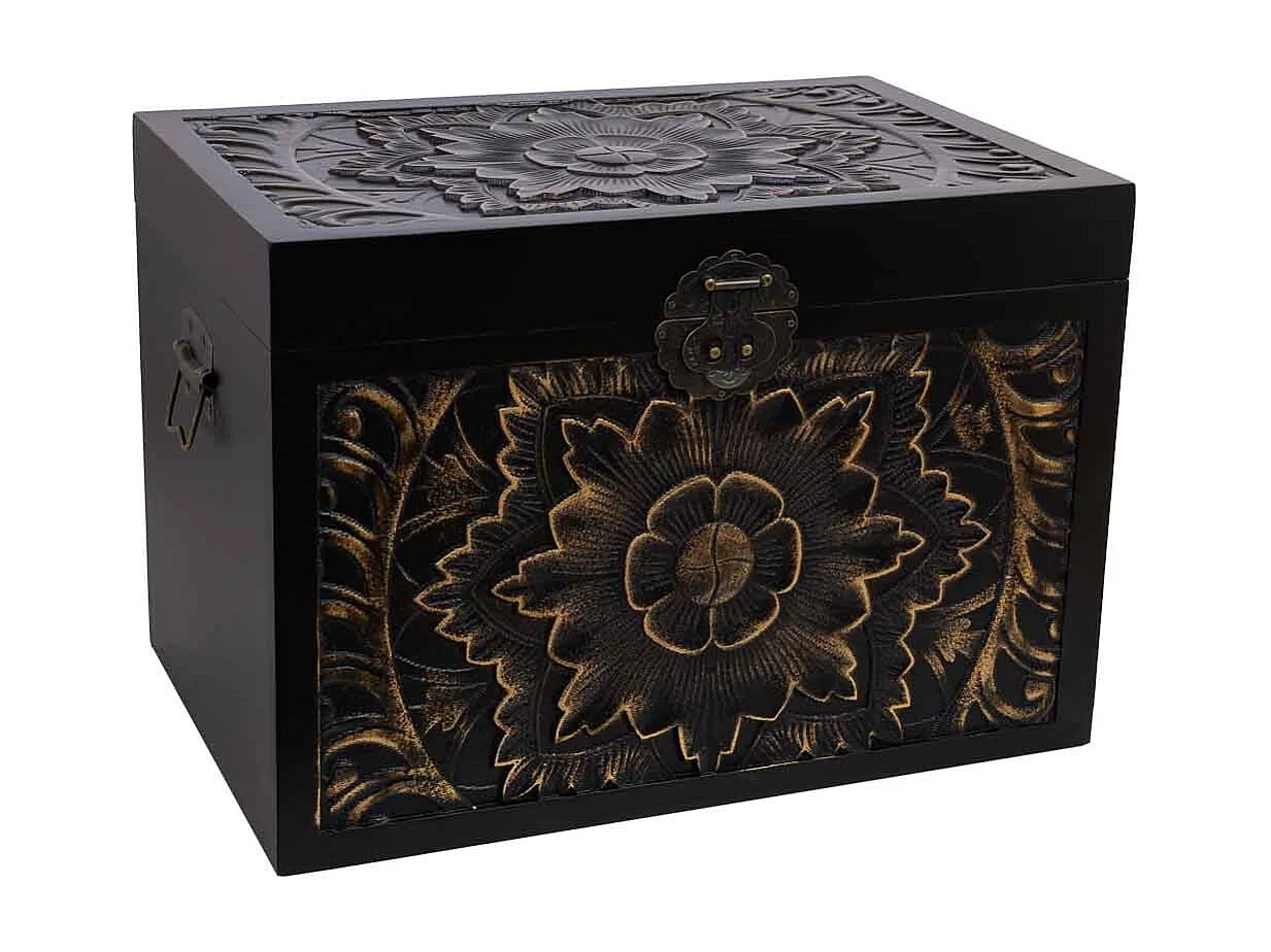 Baú de madeira 60x40x42h cm