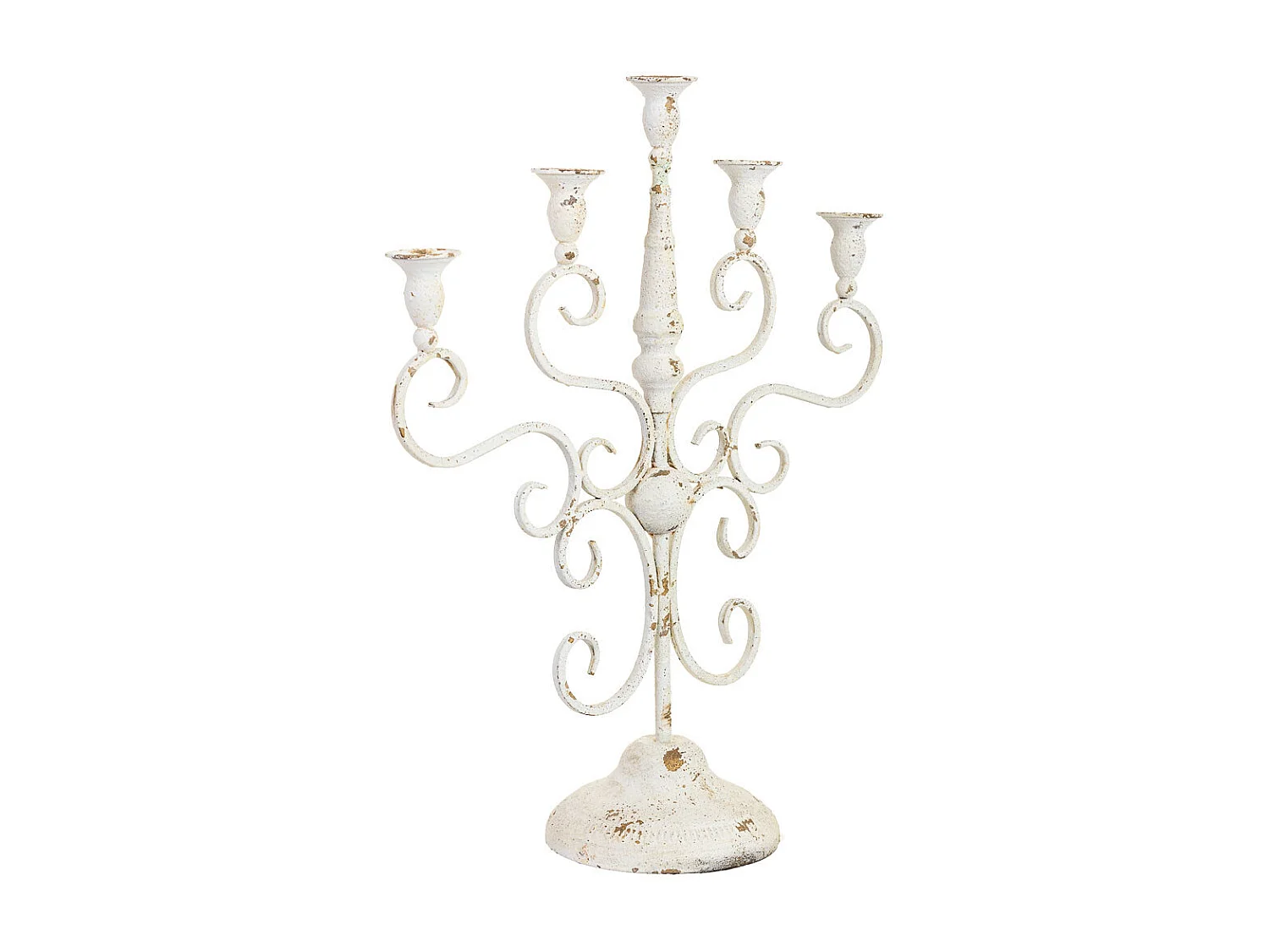 Candélabre en métal pour 5 bougies, finition vieillie, 42x16x49,5h cm