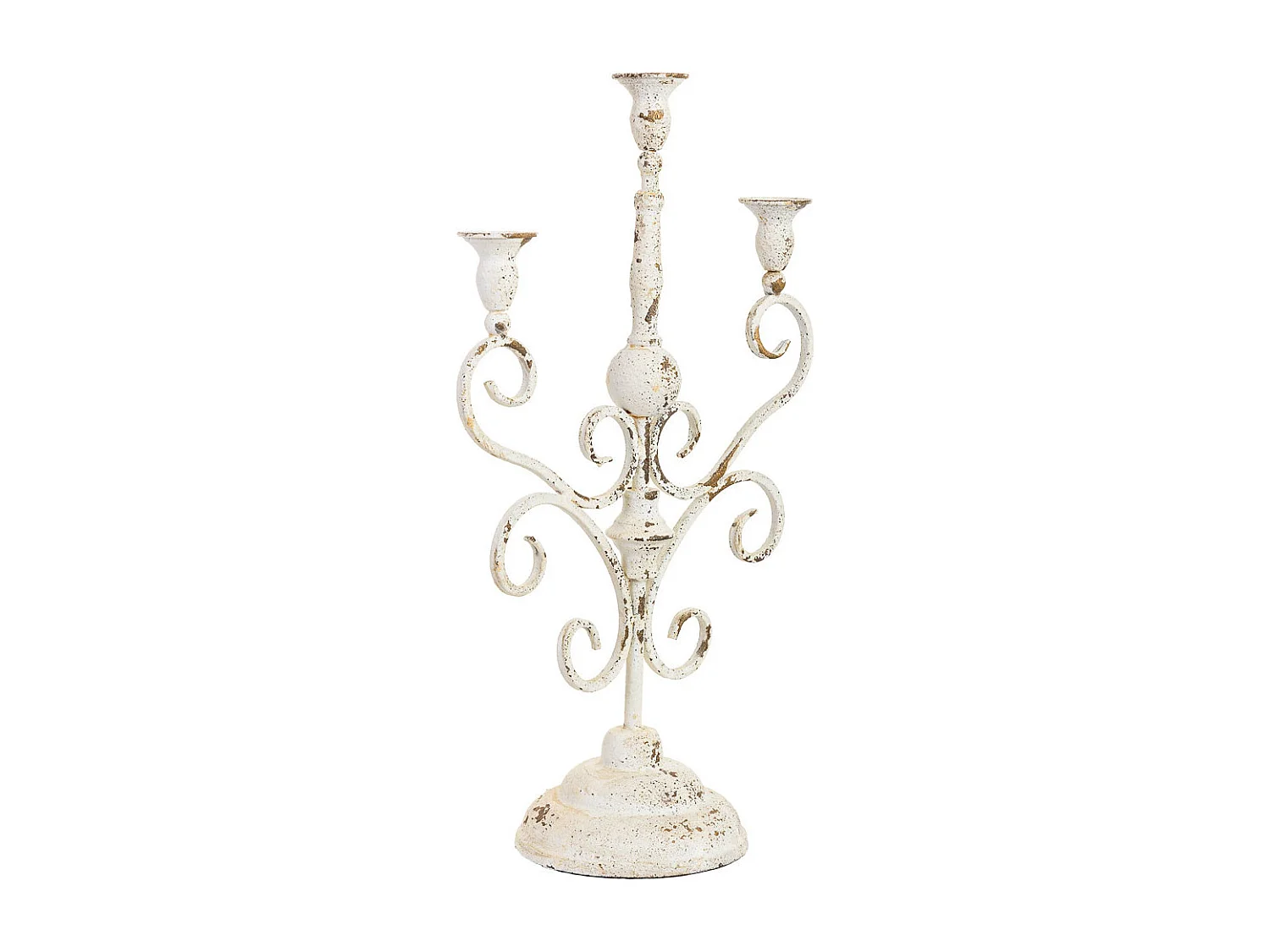 Candelabro em metal 3 velas envelhecidas 28,5x14x46,5h cm
