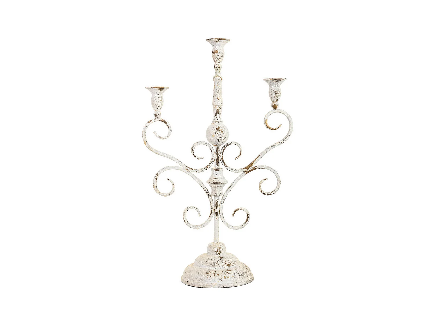 Candelabro em metal 3 velas envelhecidas 28,5x14x46,5h cm