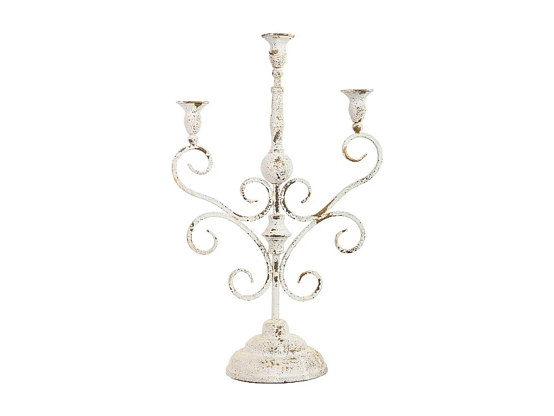 Candelabro em metal 3 velas envelhecidas 28,5x14x46,5h cm