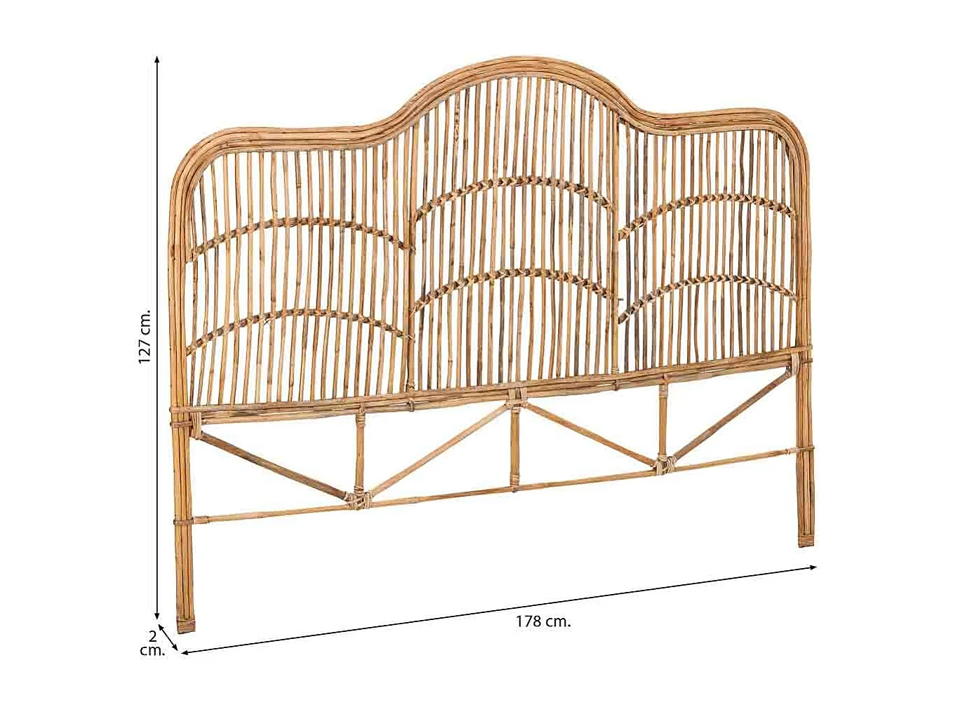 Cabecero de cama de caña 178x02x127h cm