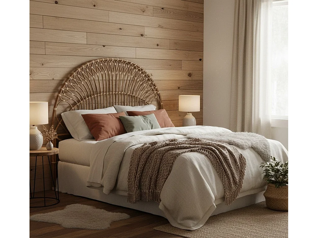 Cabeceira de cama em cana 178x02x127h cm