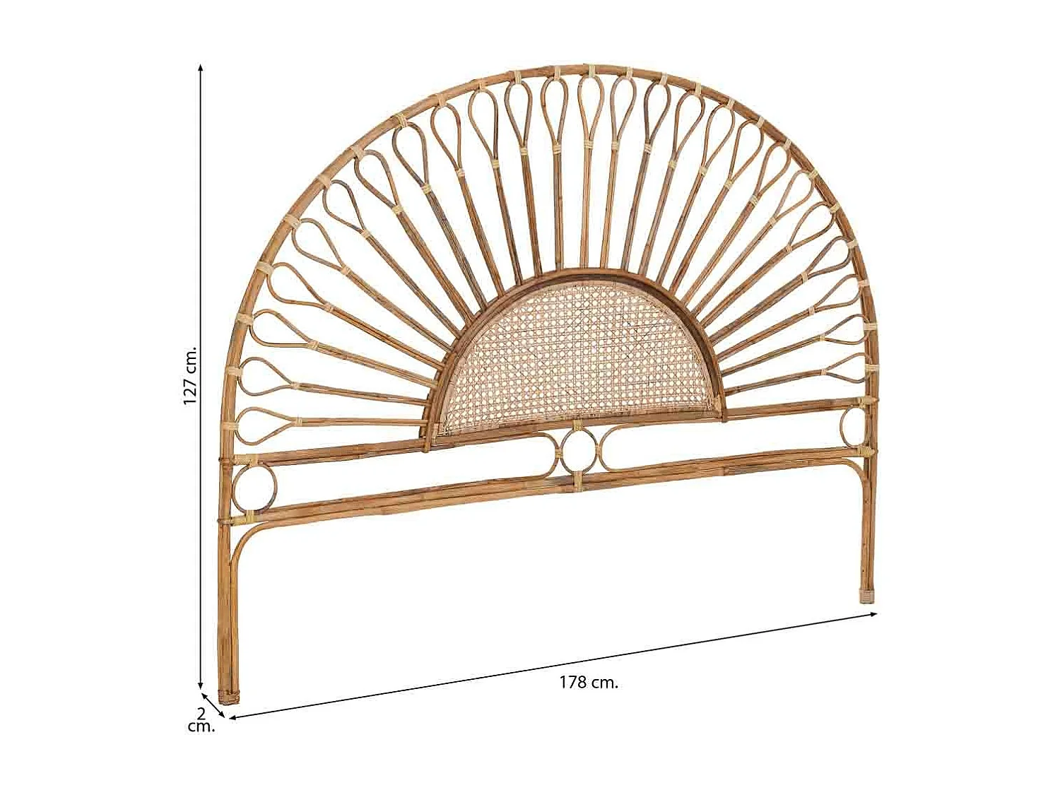 Cabeceira de cama em cana 178x02x127h cm