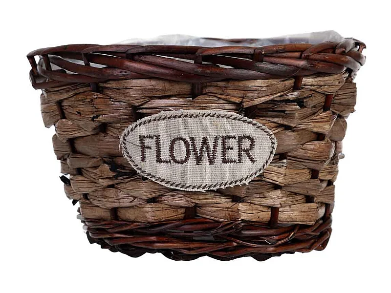 Vaso de vime castanho 20x20x13h cm