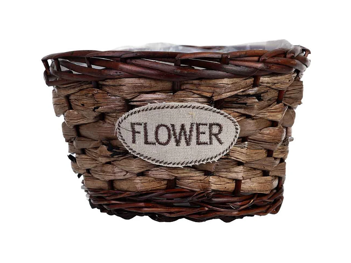 Vaso de vime castanho 20x20x13h cm