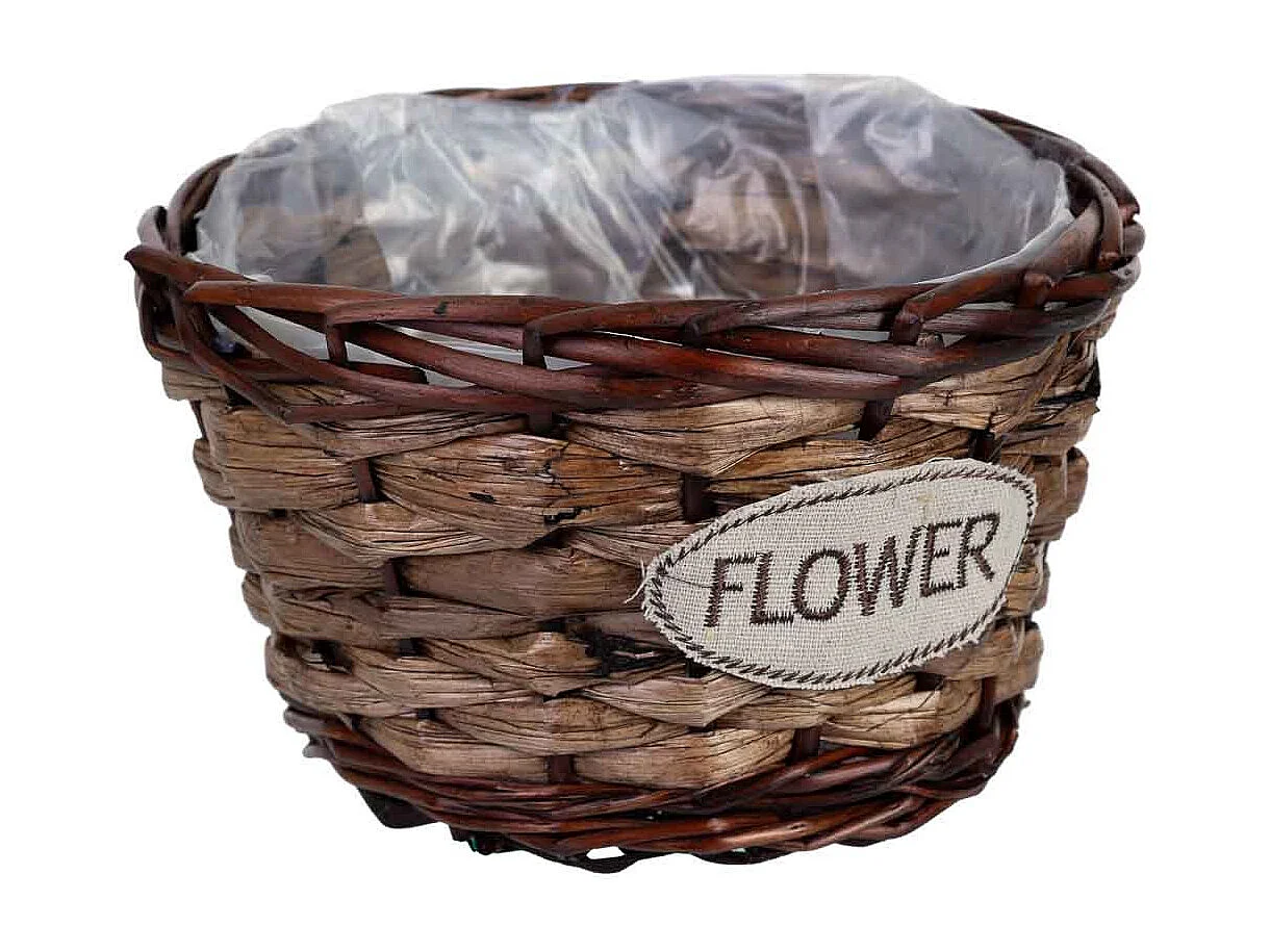 Maceta de mimbre marrón 20x20x13h cm