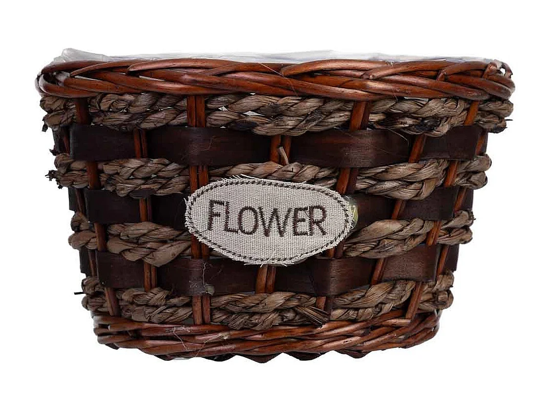 Pot en osier marron 27x27x17h cm