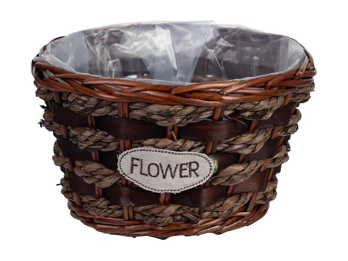 Pot en osier marron 27x27x17h cm