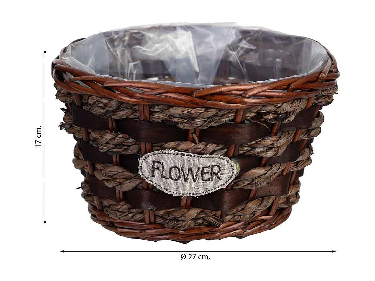 Pot en osier marron 27x27x17h cm
