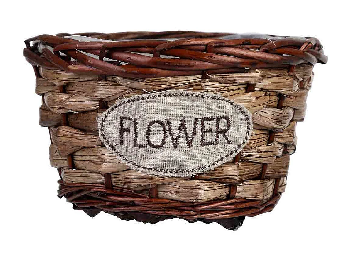 Pot en osier marron 17x17x11h cm