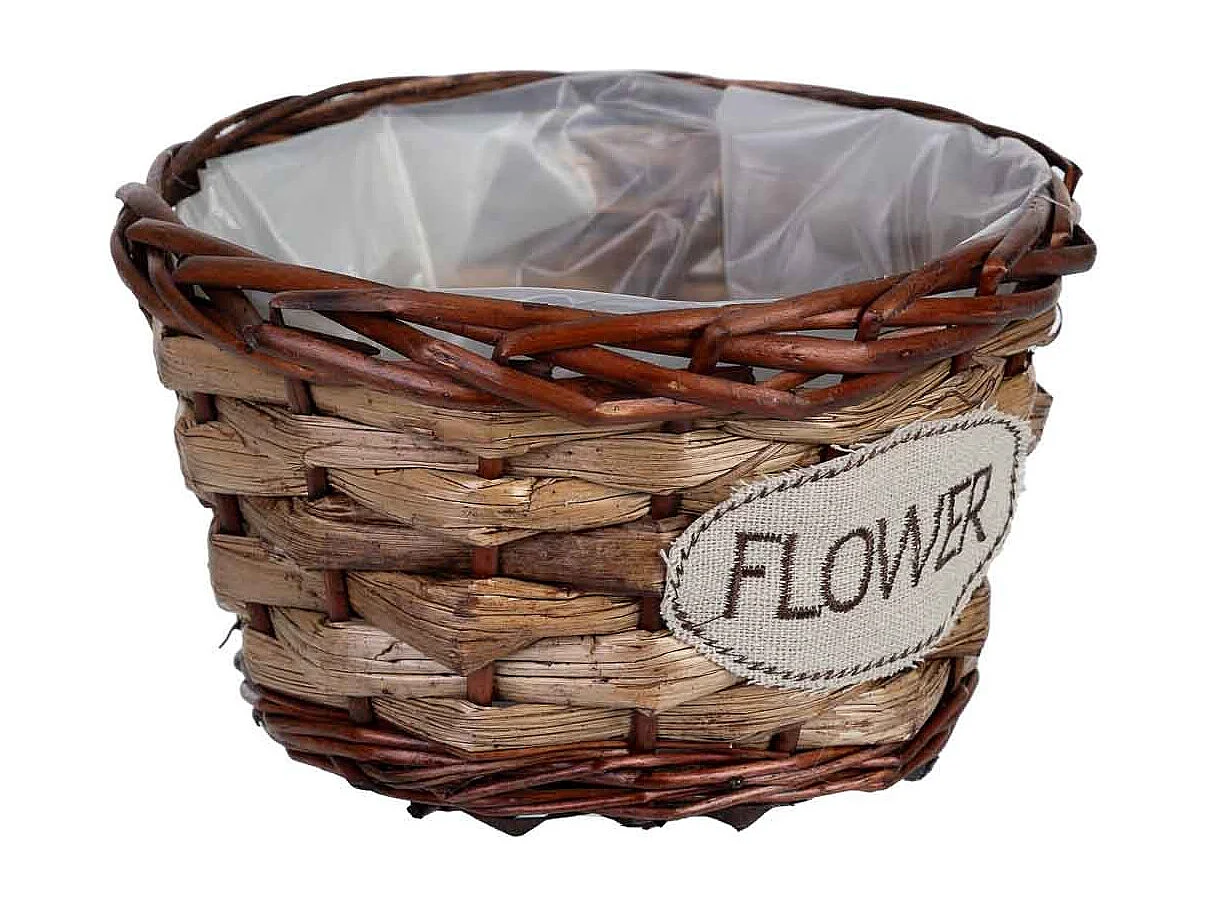 Maceta de mimbre marrón 17x17x11h cm