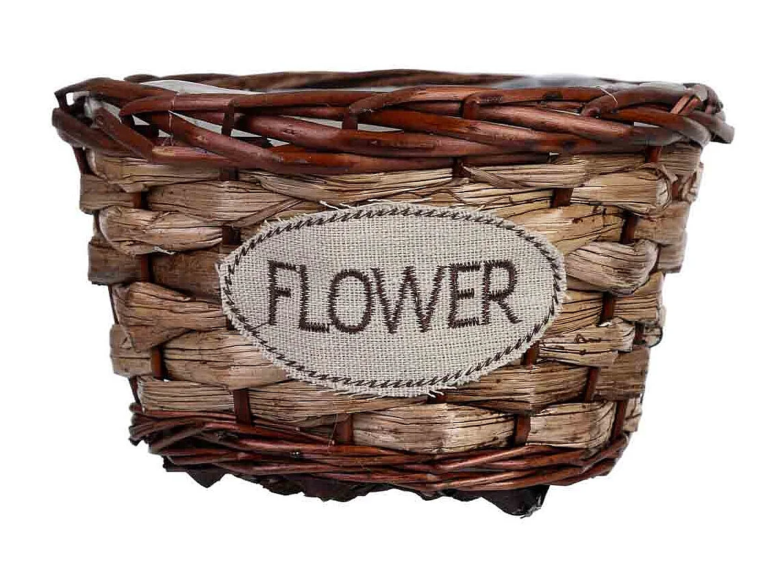 Pot en osier marron 17x17x11h cm