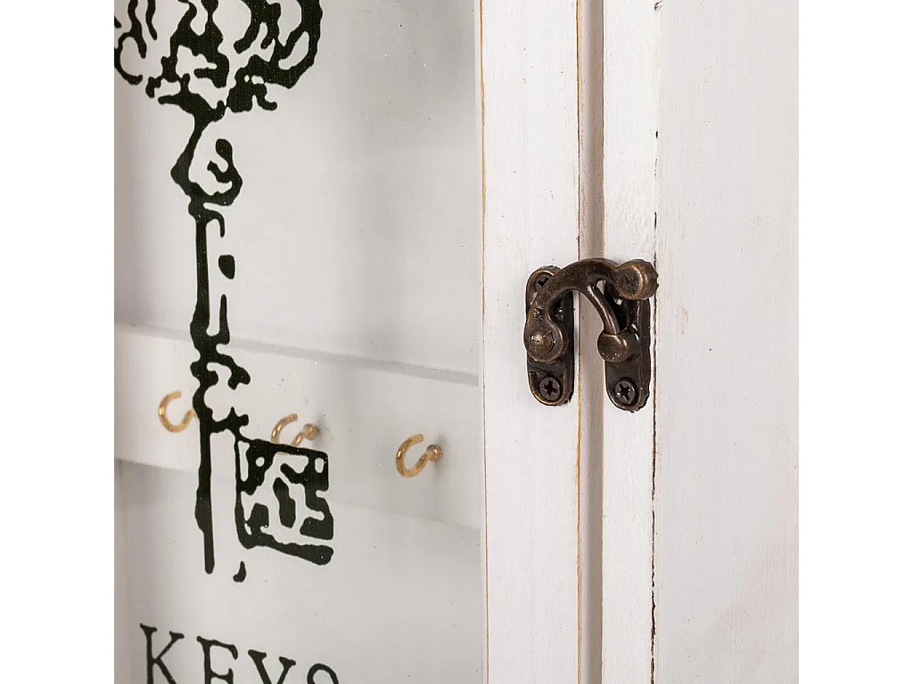 Weißer Schlüsselkasten aus Holz, 23x7,5x34h cm