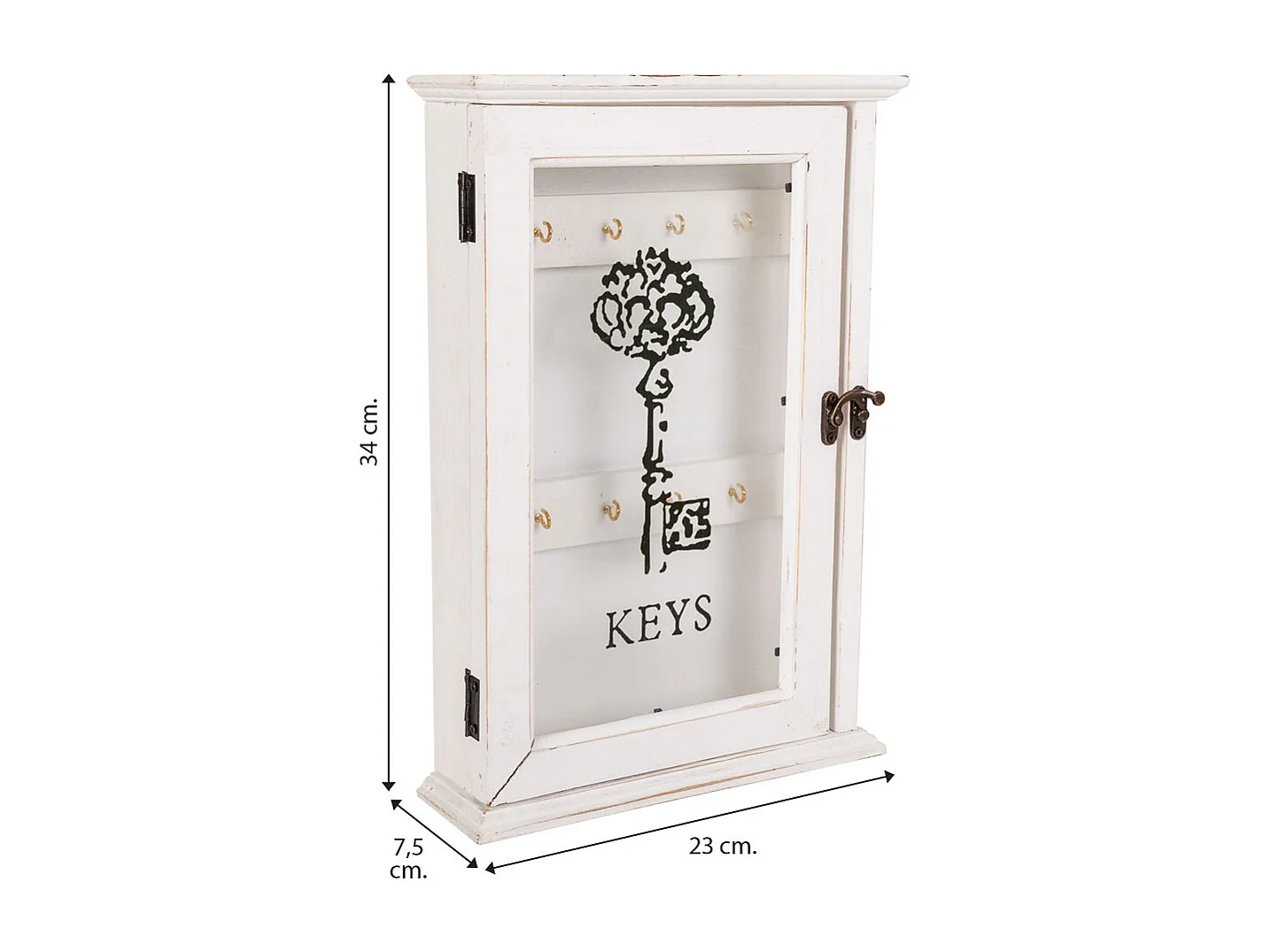 Porta-chaves de madeira branca 23x7,5x34
