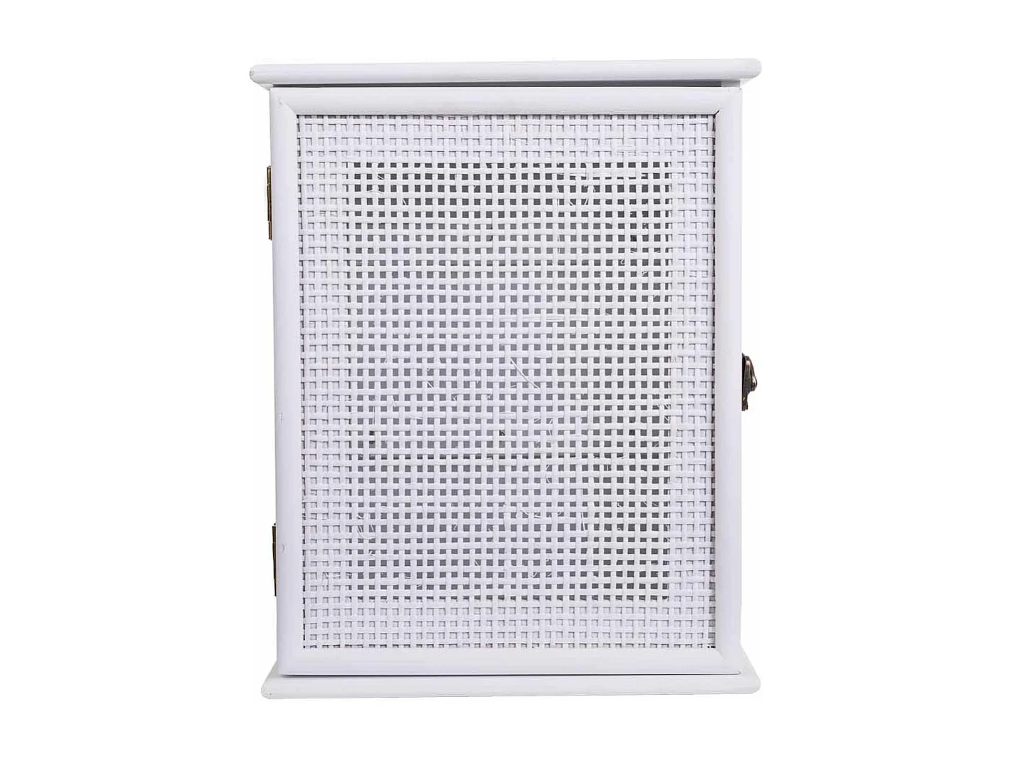 Caja de llaves de madera y rejilla blanca 24x7.5x30