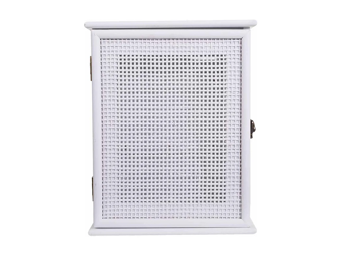 Caja de llaves de madera y rejilla blanca 24x7.5x30h cm