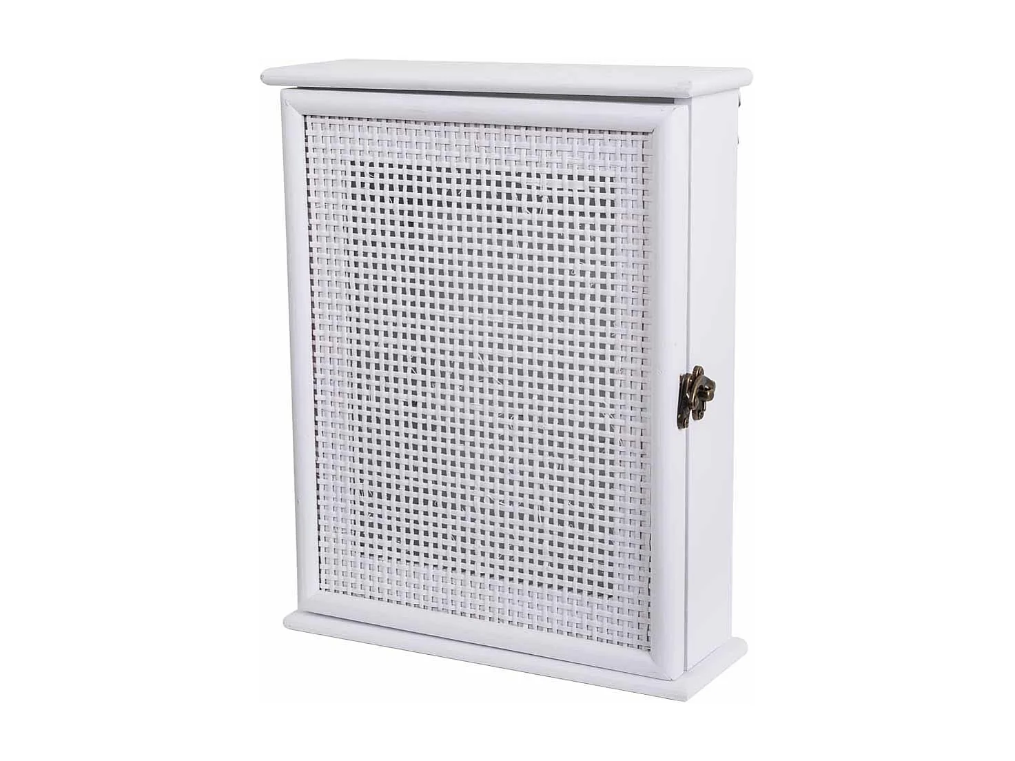 Caja de llaves de madera y rejilla blanca 24x7.5x30h cm