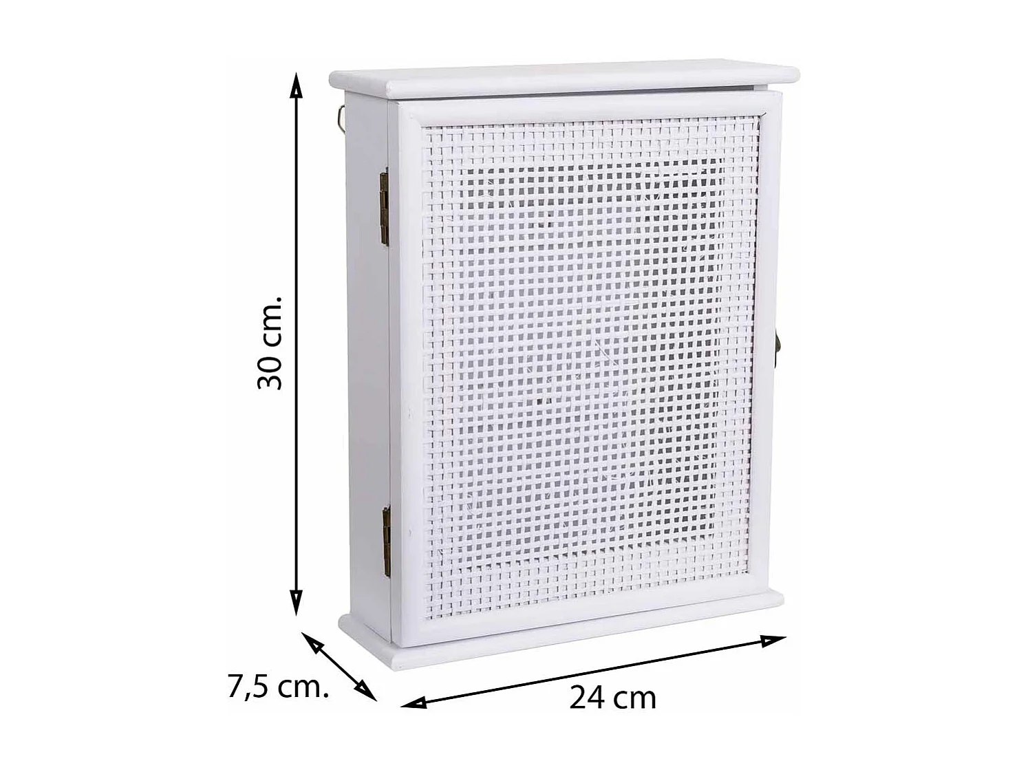 Scatola chiavi legno griglia bianca 24x7.5x30h cm