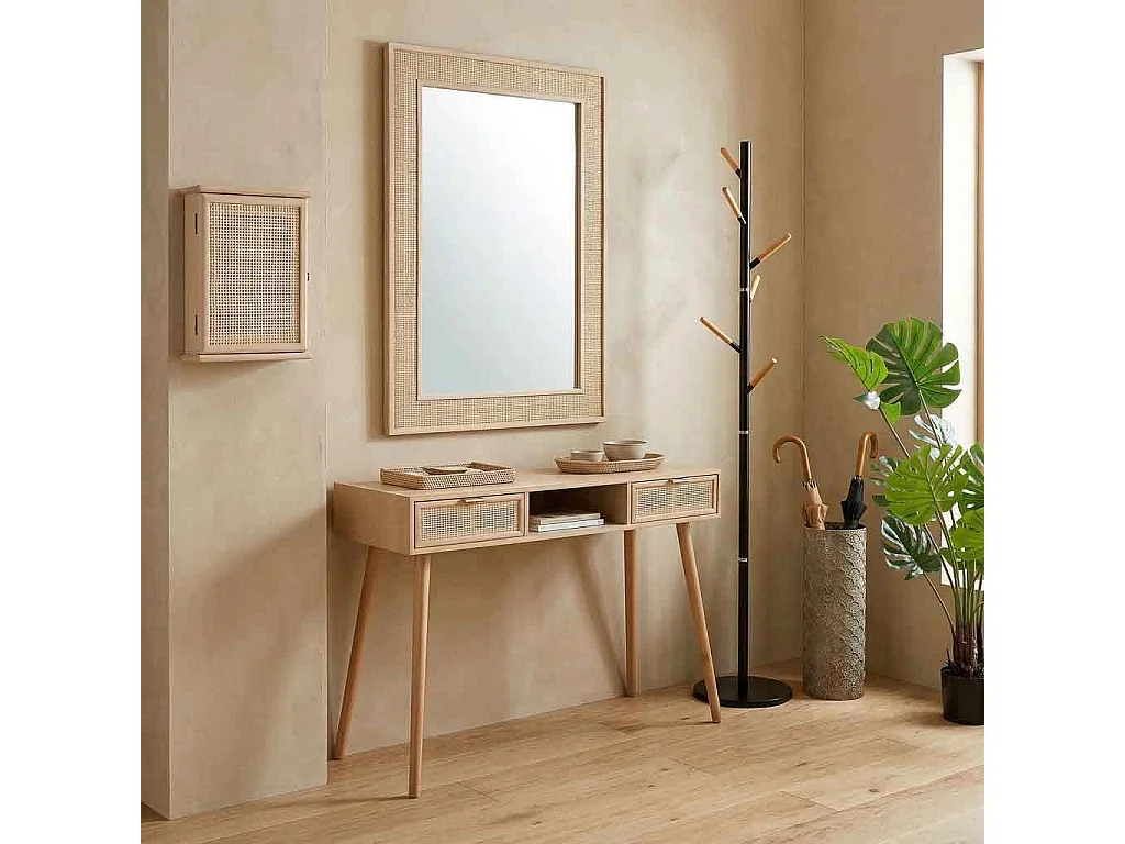 Boîte à clés bois grille marron 24x7.5x30h cm