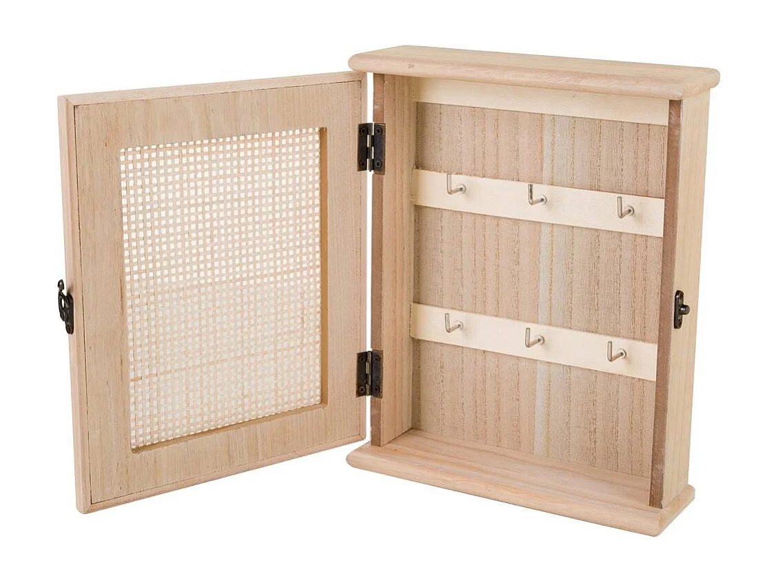 Boîte à clés bois grille marron 24x7.5x30h cm