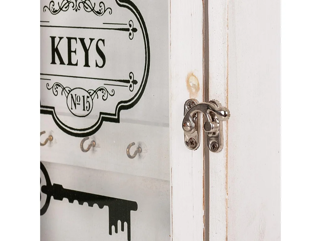 Porta-chaves de madeira branca 25x7,5x36