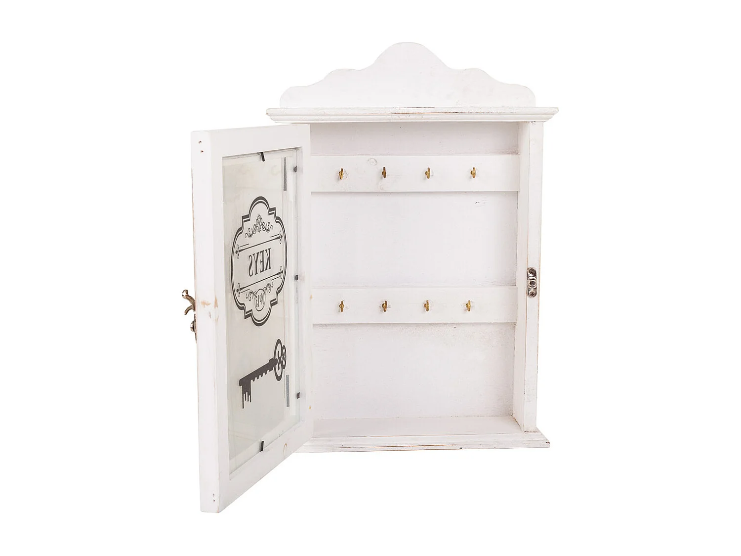 Weißer Schlüsselkasten aus Holz, 25x7,5x36h cm