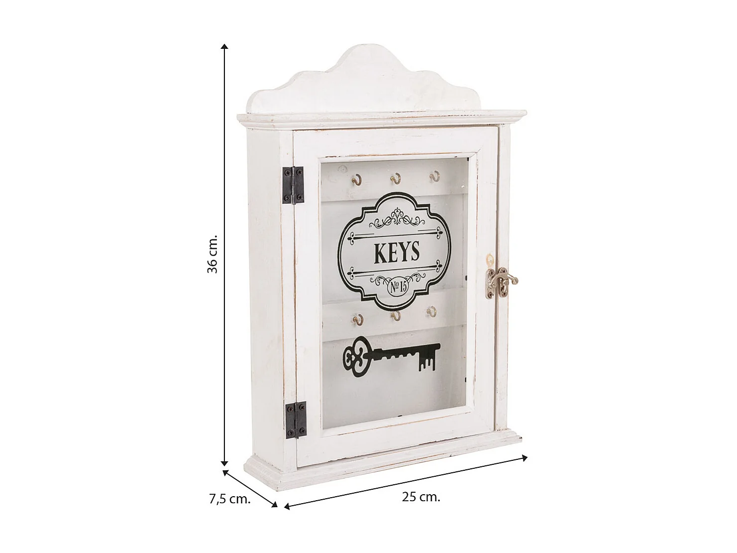 Cassetta portachiavi in legno bianco 25x7,5x36h
