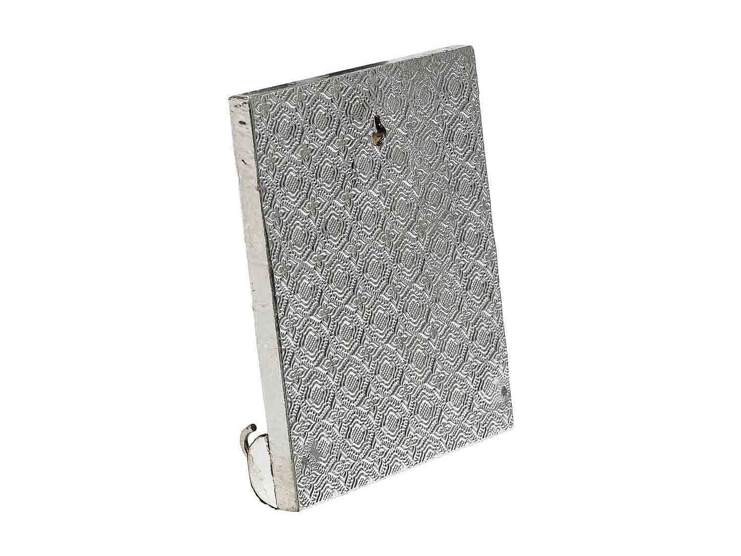 Portachiavi in metallo argentato sbalzato 12,5x7,5x2h