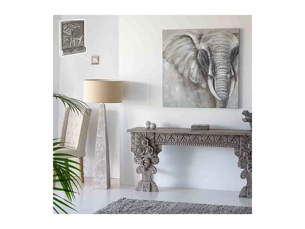 Porte-clés en métal repoussé argenté 12,5x7,5x2h