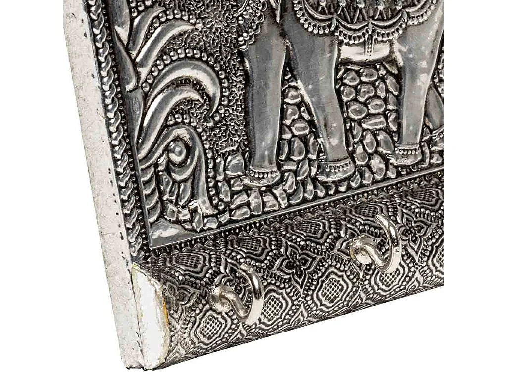 Portachiavi in metallo argentato sbalzato 12,5x7,5x2h