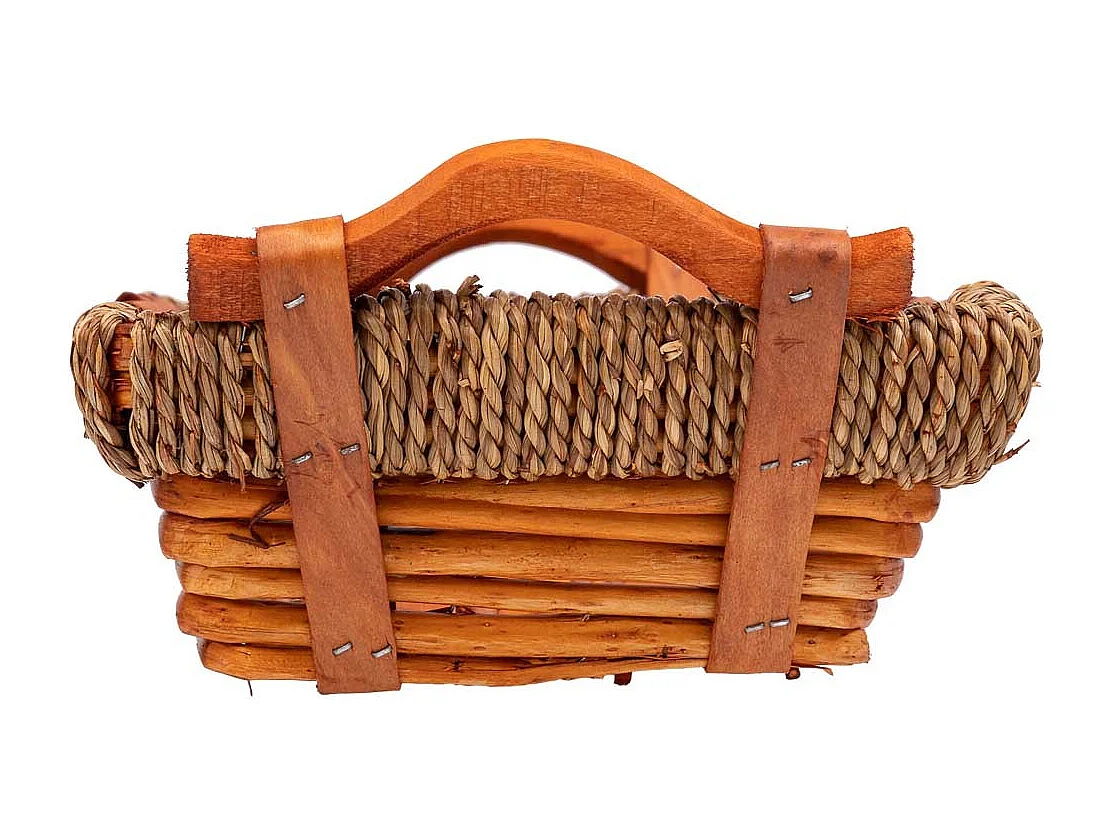 Tabuleiro em vime e madeira 38x22x9/12,5h cm