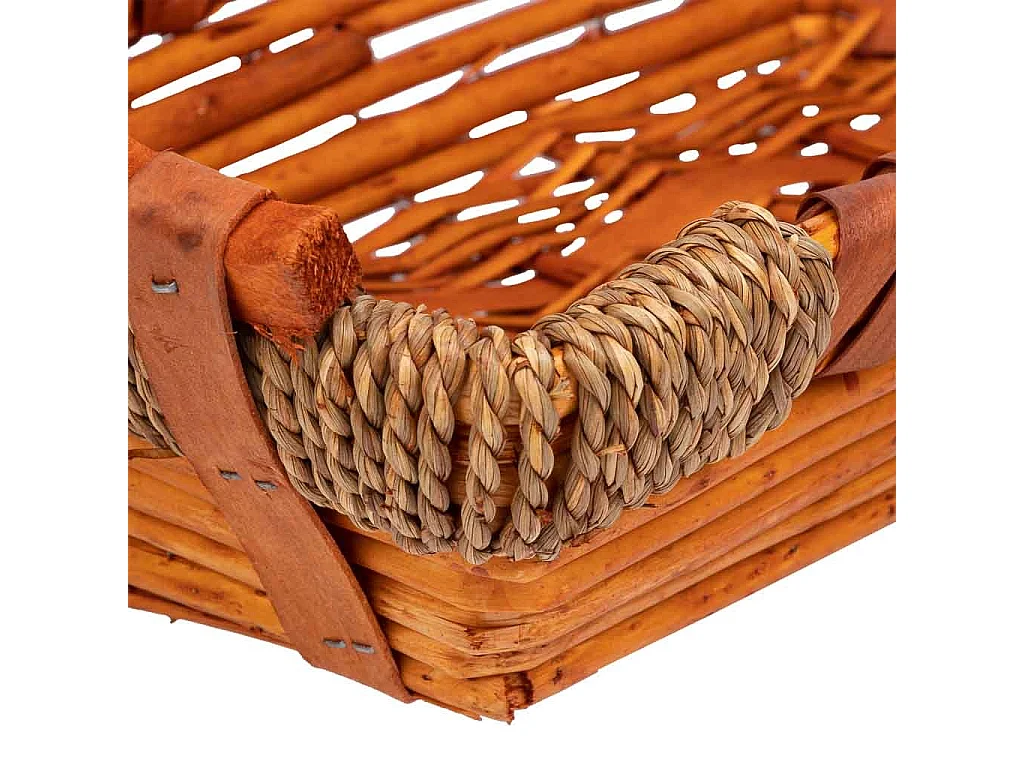 Tabuleiro em vime e madeira 38x22x9/12,5h cm