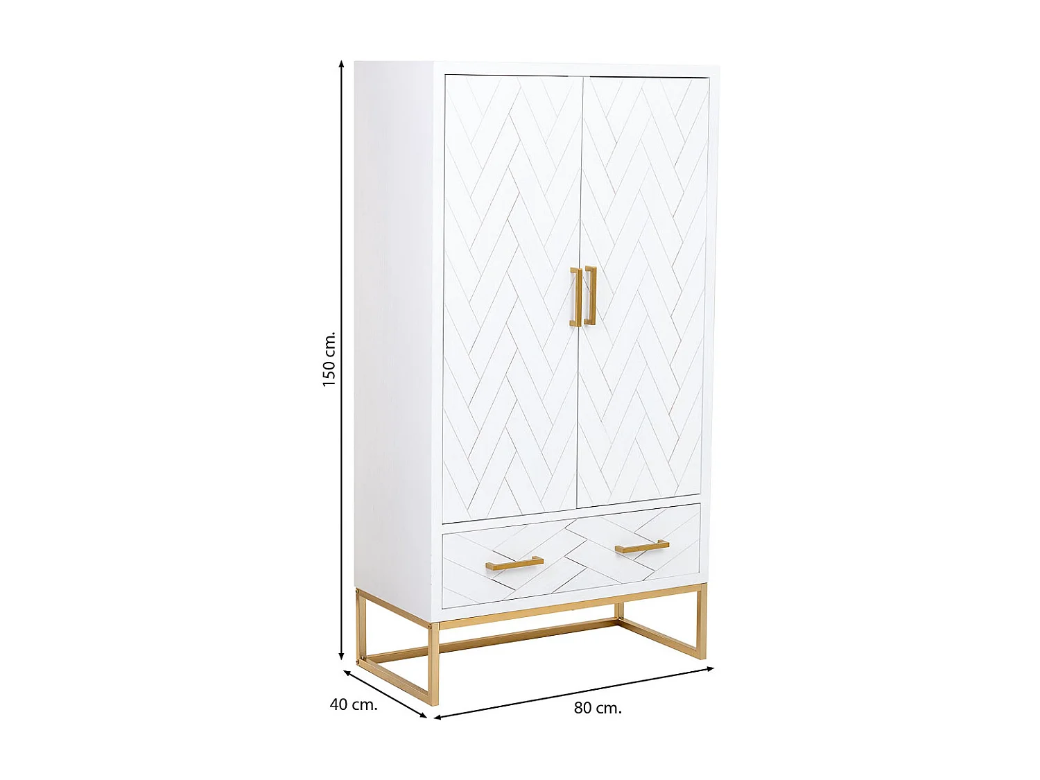 Roupeiro de 2 portas em madeira e metal 80x40x150h cm